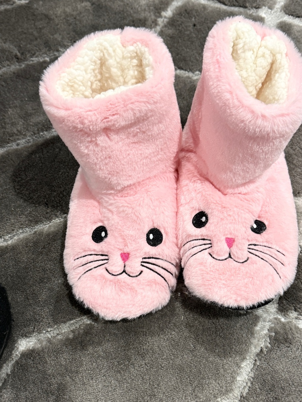 Pink Plush Bunny Face Slipper Boots